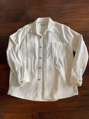 ZARA Cream Corduroy Button-Up Shirt Jacket